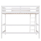 Cama alta individual de madera maciza con escalera, Cama para niños