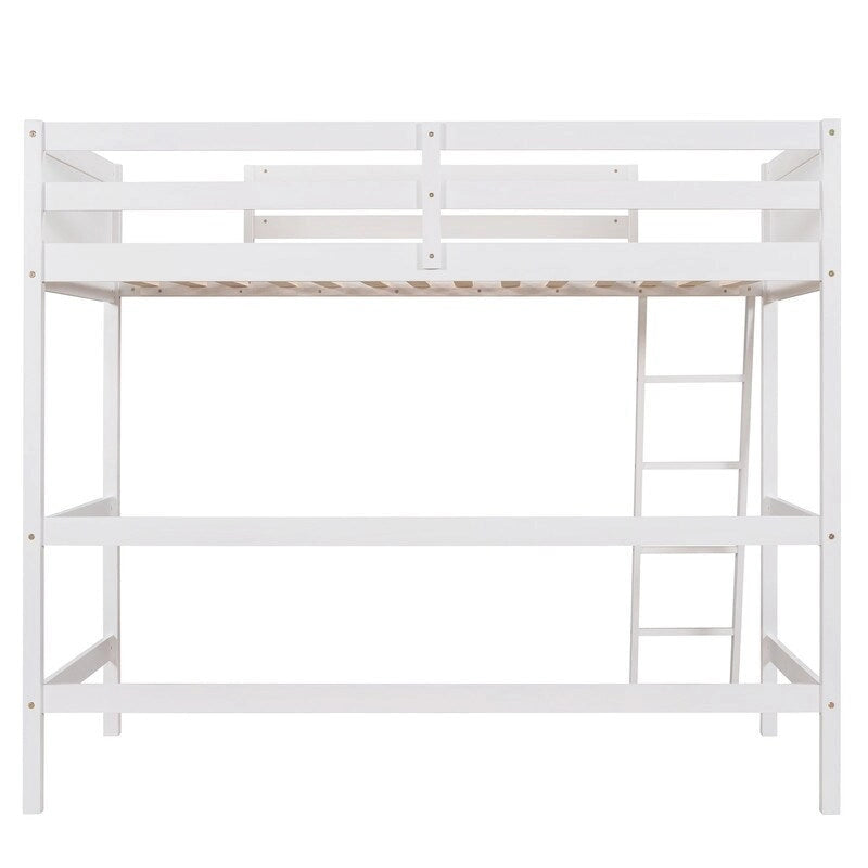 Cama alta individual de madera maciza con escalera, Cama para niños