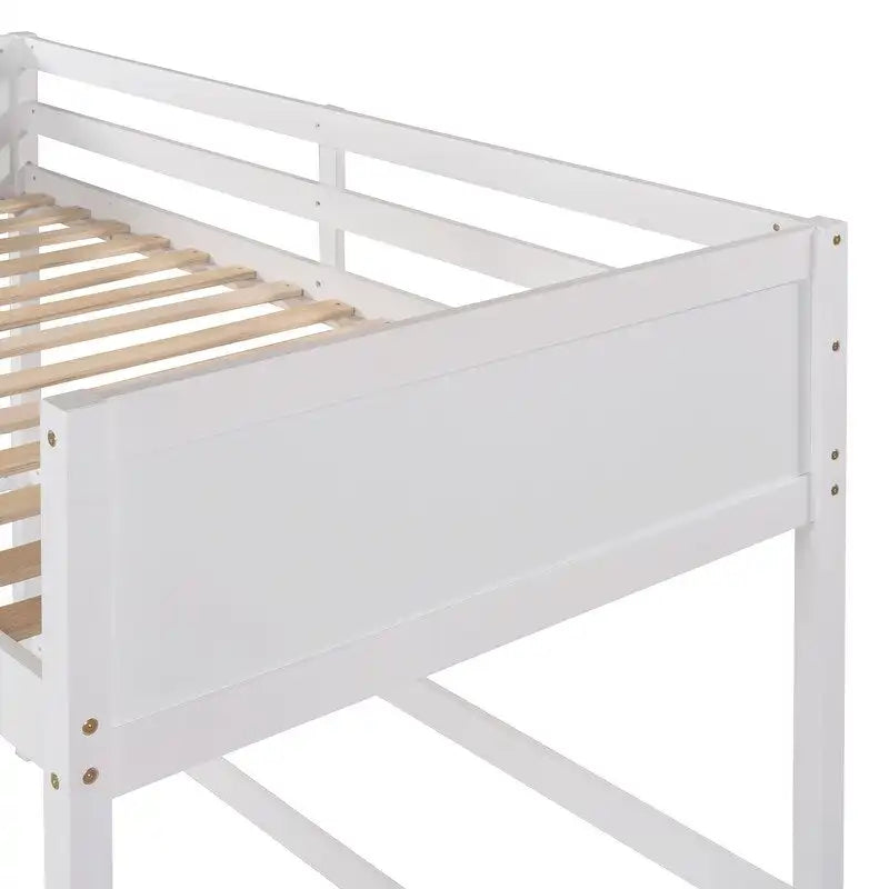 Cama alta individual de madera maciza con escalera, Cama para niños