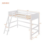 Cama alta individual de madera maciza con escalera, Cama para niños