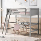 Cama alta individual de madera maciza con escalera, Cama para niños