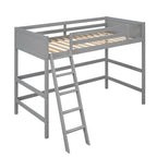Cama alta individual de madera maciza con escalera, Cama para niños